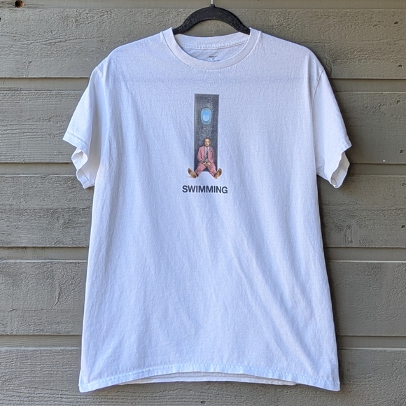 Mac Miller Swimming Graphic Crew Neck T-Shirt Medium White 100% Cotton - Picture 1 of 7